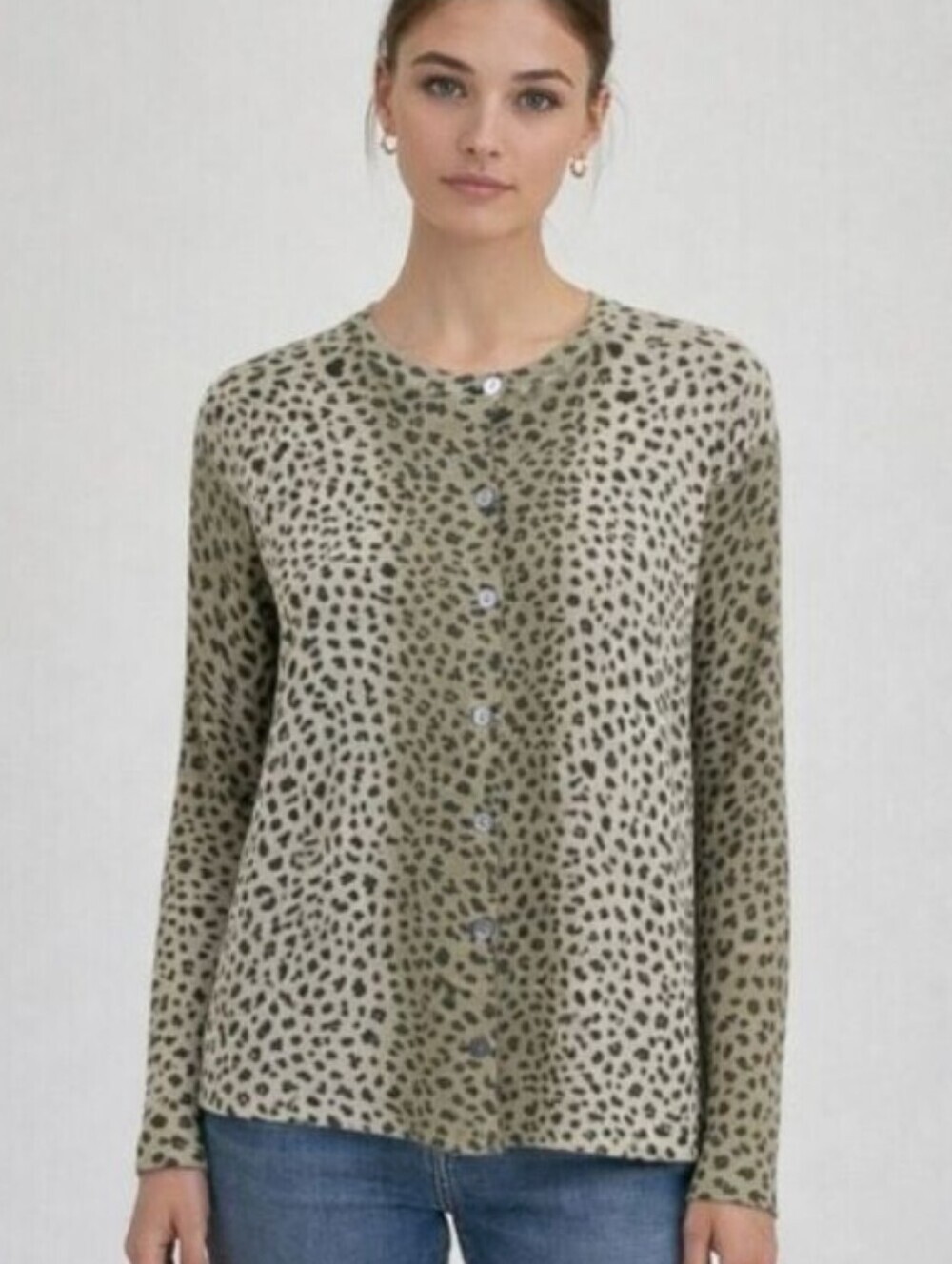 XXist Leopard Print Button-Up Cardigan With Gold Threading Size Large